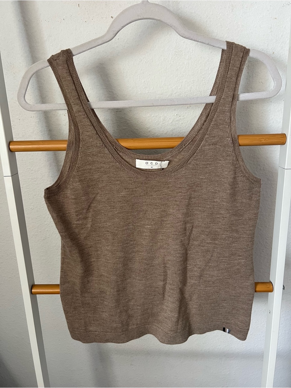 OGD Slim Knit Tank Top in Brown